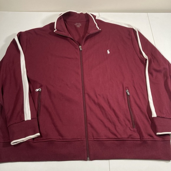 Polo Ralph Lauren Track Jacket Men's 3XB Big Sport Burgundy Full Zip USA Tech - Picture 1 of 7